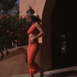 Elegant Orange Skirt Set